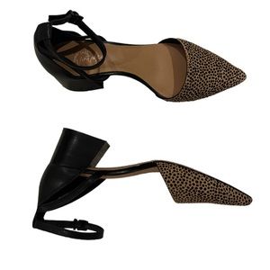 Crown Vintage leather ankle strap 2” heel tan & black